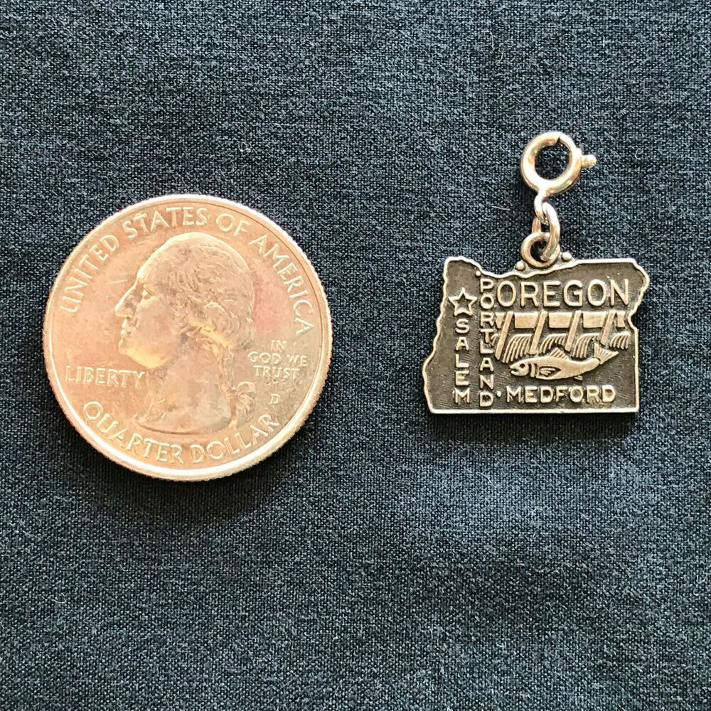 Salem Portland Medford Oregon OR Charm Vtg Sterling Silver Pendant Clasps